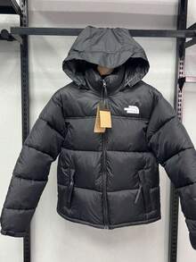 Men's Winter Plaid Hooded Cotton Jacket - Thickened Warm  Casual Coat - 黑色 - 查看 1