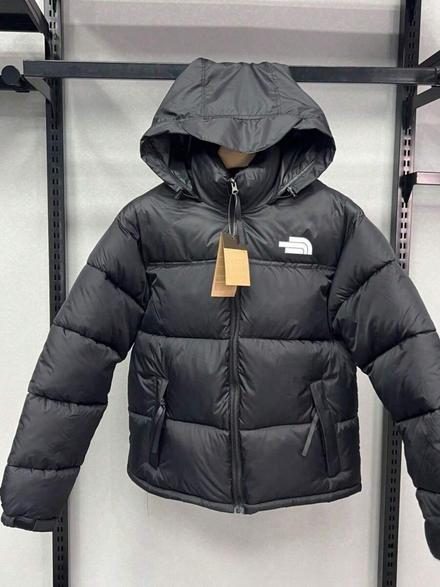 Men's Winter Plaid Hooded Cotton Jacket - Thickened Warm  Casual Coat - 黑色 - 查看 1