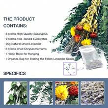 17英寸干花花束，包含多种干花，如金槌花、玫瑰、燕麦、薰衣草和金鸡菊，适合波西米亚风家居、婚礼餐桌花瓶装饰、春季情人节、母亲节等场合。 - 混色B - 查看 6