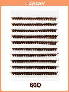 Asiteo 160/200 PCS D Curl Thick Brown Lash Clusters 80D Lashes Fluffy Natural Look&Soft&Light DIY False Eyelash Extensions Suitable For Daily Style Eye Makeup Holiday,Party,Gifts Makeup,Color Lashes,Brown Lashes - D - View 7