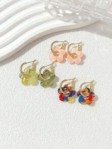 LADYCOCO 3/15 Pairs Fashionable & Cute Hollow Pendant Earrings, Suitable For Women's Dating, Party And Daily Wear - Multicolor - View 12