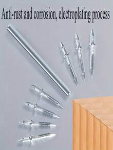 100pcs Baseboard Cabinet Invisible Nails - Double-Headed, Invisible, Rust-Proof Carbon Steel Screws With 1% Bi-Directional Rings For Wood Veneer And Electroplating Fixation - Silver - View 2
