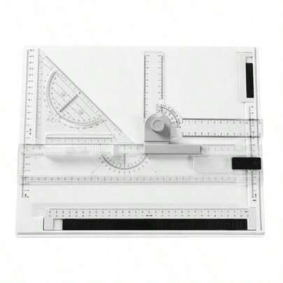 Sarini A4 Full-Size Drafting Table With Adjustable Angle Parallel Motion Drawing Board, Sliding Ruler & Protractor - Heavy-Duty A4 Technical Drawing Board Suitable For Architects, Engineers, Students, Hobbyists