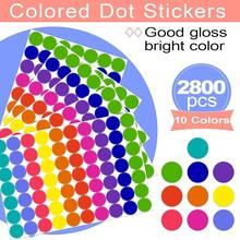 2800 piezas Etiquetas de puntos de colores redondos, etiquetas de codificación de colores, etiquetas de puntos circulares, pegatinas de puntos para oficina, aula, papeles, etc. - 10 colores/2800 piezas - Ver 3