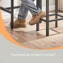 Bar Table And Stools Set Of 3, High Kitchen Table With 2 Bar Chairs, Dining Room, Space Saving For Breakfast, Rustic Brown And Black - Rustic Brown - View 10