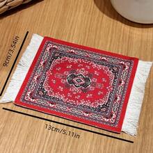 6件套方形流苏布艺桌垫咖啡杯垫复古波西米亚风新年情人节斋月家居派对装饰 - 彩色 - 查看 7