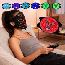 7-Color LED Photon Facial Mask, Rechargeable Touch Adjustable Photon Therapy Facial Mask, Soft Silicone Portable Household Beauty Instrument, The Best Gift For Valentine's Day - Black - View 1