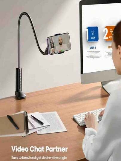 Spiral Base Stand, Reinforced Extended Stable Clamp, For Securing Your Phone, Suitable For Bed, Bedside Table, Desk, Headboard And Sofa. It Has A Flexible Gooseneck Bracket Mounting Clamp, Designed Specifically For Hanging Phone Holder