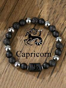 12 Zodiac Signs Natural Volcanic Stone Black Vintage Bracelet, Handmade Couple Bracelet Wholesale - Bracelet - View 22