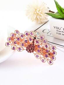 1pc Fashionable New Hair Clip, Exquisite Feather & Rhinestone Decorated Hair Clip, Hair Accessory, European & American Style, Hair Accessories For Women, Head Accessories, Claw Clips, Hair Slide - Multicolor - View 9