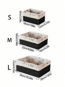 3件組 S+M+L 編織收納籃（含蓋與不含蓋），波希米亞風桌面收納盒，適用於鑰匙、化妝品、零食、文具、玩具，裝飾性收納籃，適合咖啡桌、玄關、客廳、衣櫥，可重複使用編織托盤，節日居家桌面收納裝飾禮品籃 - 黑色蝴蝶款 - 查看 17