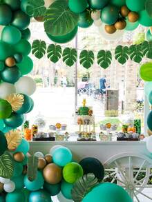 24 Artificial Tropical Palm Leaves To Create A Tropical Party Atmosphere, Including 8 Different Styles: Tropical Leaves, Monstera Leaves, And Jungle Leaves With Stems. Suitable For Hawaiian Luau Parties, Beach Table Decorations, Weddings, Birthday Themed Decorations, Hawaiian Parties, Beach Parties, Baby Showers, Wedding And Birthday Decorations, Gifts, Graduation Ceremonies, And Artificial Plant Decorations. - Green - View 6