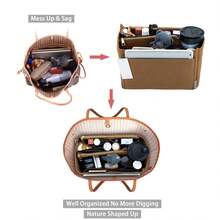 Felt Organizer Insert Bag, Suitable For Speedy, Handbag, Tote Bag, 4 Size Options - Brown - View 3