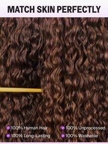 Tóc giả không keo màu nâu sô cô la 6x5, tóc thật, đã tỉa sẵn, đã cắt sẵn, màu nâu số 4, kiểu sóng nhẹ, tóc giả ren phía trước, tóc thật, đã tẩy trắng sẵn, không có nút thắt (20 inch, 6x5, màu nâu số 4) - S4 - Xem 10