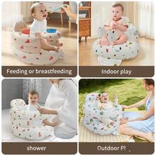 Inflatable Seat For Babies 3-36 Months, With Guardrail And Built-In Air Pump, Inflatable Floor Seat With Backrest, Inflatable Sit-To-Stand Chair For Home Use, Foldable Baby Seat - Bath And Play Seat, Portable Cushion, PVC Floor Seat, For Sitting Training