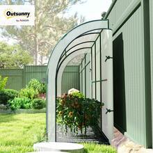 Outsunny Walk-In Wall Lean-To Greenhouse With  Barrier, 10' X 3' X 5' Outdoor Gardening Green House With PE Cover, 2 Zipper Roll-Up Doors And Window, For Garden Backyard, White - 白色 - 查看 2