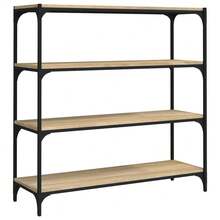 vidaXL Meuble TV Chêne sonoma 100x33x100 cm Bois d'ingénierie et acier - Castanho - Ver 2