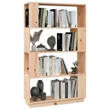 vidaXL Biblioteca/separador de peças 80x25x132 cm pino sólido - Castanho - Ver 5