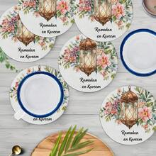 2片/4片/6片装硅胶餐垫，饰有月亮和伊斯兰灯笼图案，伊斯兰节日礼物，阿拉伯风格节日装饰，适用于餐桌、咖啡吧，四季皆宜，可水洗，可作餐垫、杯垫、沥水垫、厨房餐桌垫、室内/室外派对装饰、家居装饰，理想礼物 - 彩色 - 查看 2