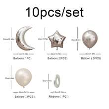 一套10个开斋节月亮星星漂浮气球装饰套装，派对背景墙装饰 - 彩色 - 查看 5