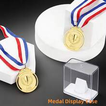 透明奖牌展示盒及金牌套装，带支架的保护性收纳盒，适用于冠军奖牌、成就徽章和奖杯——送给获奖者和粉丝的完美礼物