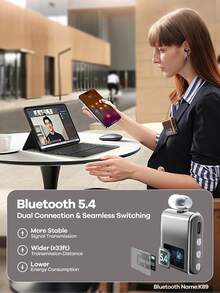 REMAX 带降噪功能的夹式蓝牙5.4耳机；12.6英寸可伸缩线缆；液晶显示屏；来电振动提醒；运动耳机；游戏耳机；办公耳塞； - K89-多色 - 查看 9