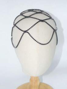 2025 Hall Street Grid Headpiece, Luxury Crystal Headband For Women, Bridal Wedding Headpiece, Silver Roaring 20s Crystal Tassel Headband For Bride, Party, Women, Girls (Silver), Crystal, Crystal