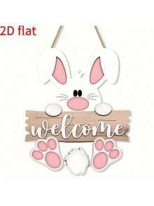 1pc Thick 2D Flat Wooden Printed Rabbit Welcome Sign, Door Hanging Decor, Entrance Yard Hanging Plaque, Suitable For 11 Holidays - Multicolor - View 8