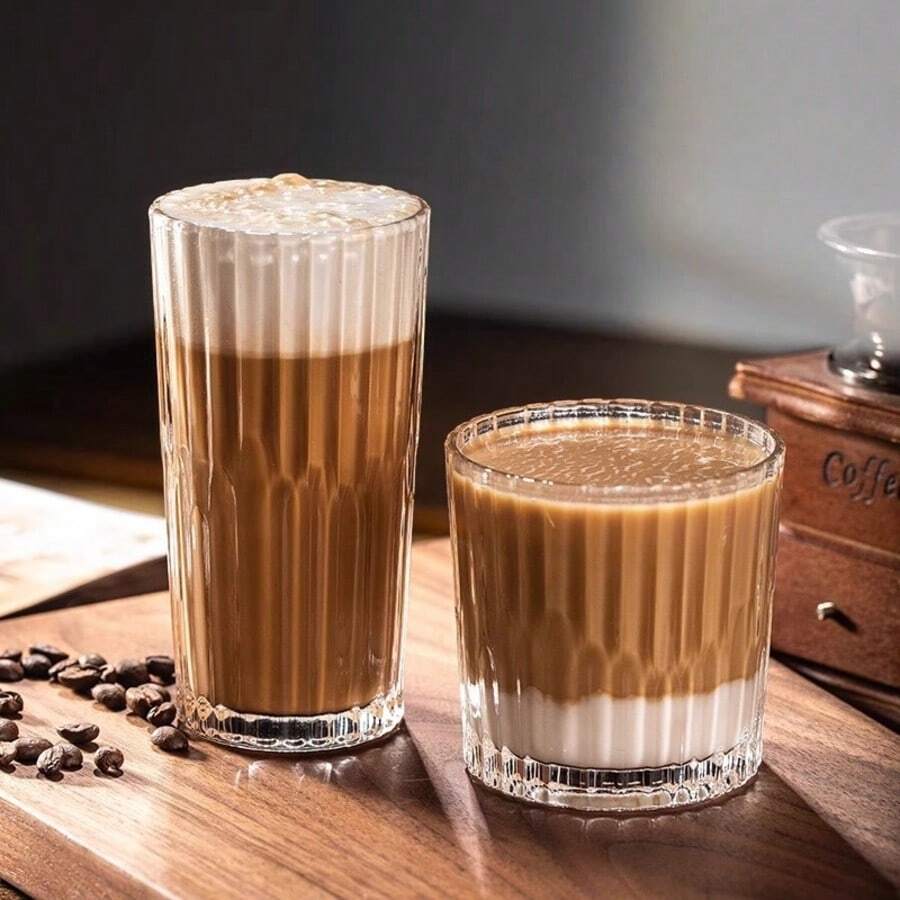 冰美式拿铁玻璃杯，耐热简约水杯，牛奶杯，饮料杯，果汁杯，茶杯 - 彩色 - 查看 1