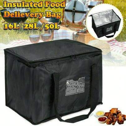 Available In 50L/28L/16L Sizes - Large Black Insulated Shopping Bag, Insulated Lunch Bag, Camping Insulated Bag - Long-Lasting Heat And Cold Insulation, Reusable Soft Cooler Bag With Sturdy Zipper, Lightweight And Durable, Suitable For Outdoor Camping, Delivery And Other Scenarios.