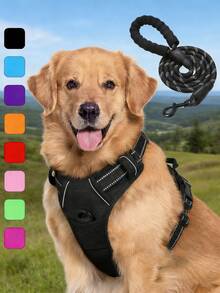 Anti-Pull Dog Harness With Dual Leash Clips, Adjustable Soft Thick Reflective Oxford Cloth Vest (Prevents Choking), Easy-Grip Handle - Suitable For All Dog Sizes. Please Confirm Size Before Ordering! (Harness Only, Leash Sold Separately!) - Multicolor - View 2