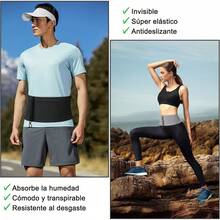 2 PCS Riñonera Oculta Transpirable de Punto Multifuncional,Cangurera para Correr para Hombre y Mujer,Cinturón de Almacenamiento Que Absorbe la Humedad,adecuado para escalada en roca,trotar - negro+gris - Ver 7