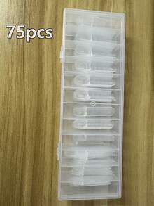 75pcs New Acrylic Reusable French Manicure Nail Tips, Includes 15 Different Sizes Of Nail Forms, Trapezoid French Nail Molds, Decorative Glitter & Rhinestones, Suitable For Acrylic/Extension Gel, French Ombre Line Design, Professional Nail Tools & Accessories For Salon And Home Use - White - View 10