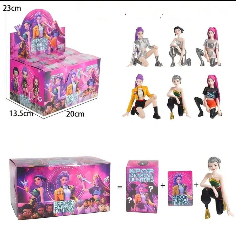 一套/恶魔猎手少女时尚动漫卡通坐姿手办。包含两个不同外观的盲盒，哑光包装带烫金Logo，K-Pop Milalami Q版Q版手办盲盒玩具收藏品。