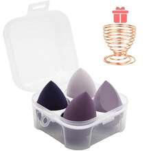 Makeup Sponges Set - Beauty Sponges Blending Blenders With 1 Holder And Egg Case, Flawless For Cream, Powder And Liquid (Black, 4Pcs+1Holder+ Case) - MàuD - Xem 1