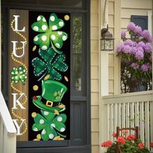 1pc St. Patrick's Day Outdoor Decoration, Irish Strawberry Door Cover, St. Patrick's Eve Porch Welcome Sign, Polyester Material, Home Indoor And Outdoor Door Curtain Decoration, Bridal Party, Birthday, General Occasion, Celebration Decoration. - Multicolor - View 4