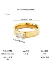 TONSI 1枚18K镀金不锈钢镶钻戒指，情侣戒指，结婚戒指，情人节礼物，情侣首饰礼盒，适合日常佩戴、通勤、婚礼，送给朋友和爱人的礼物