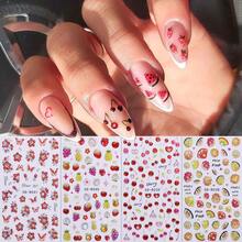 4pcs Spring/Summer Floral, Butterfly, Fruit 3D Nail Art Stickers, Vintage Delicate Design, 5D Exquisite Stickers, Suitable For Valentine's Day, Easter, Music Festivals, Wedding Season, Carnival Themes, Easy To Apply, For Nail Decoration, DIY, Holiday Gifts, Y2K Style Nails Nail Supplies - Multicolor - View 11