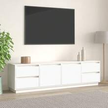 vidaXL Mueble TV blanco 176x37x47,5 cm madera de pin macizo - Blanco - Ver 1