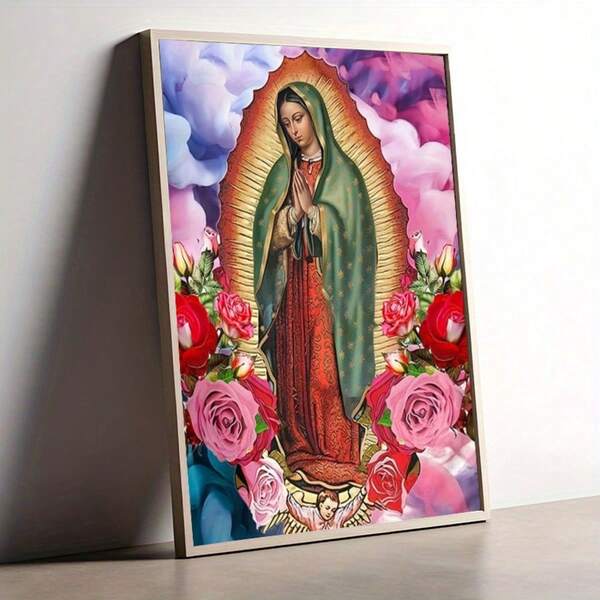 成人钻石画套装，宗教主题，圆形全钻，DIY 5D马赛克艺术工艺品，家居墙面装饰礼品，钻石画套装