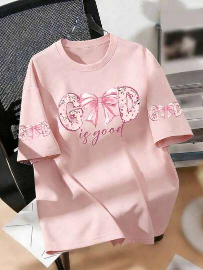 Áo thun ngắn tay cổ tròn in hình bướm dành cho bé gái, kiểu dáng thường ngày, phù hợp cho học sinh, mặc mùa hè - Phong cách nghệ thuật bướm hồng, khơi gợi sự sáng tạo và thể hiện cá tính.