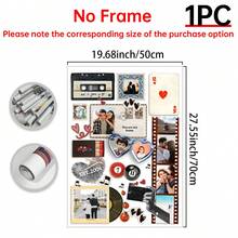 1pc Printable Retro Matchbook Collage Poster Custom Couple Art Personalized Canva Template Anniversary Valentines Or Birthday Custom Poster, Room Decor, Customized Wall Art, Pictures Custom Photo, Customizable Things, Optional Frame. - Multicolor - View 12