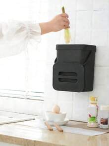 1pc Multi-Function Trash Can, 3L/0.79 Gallon Hanging Garbage Bin, Convenient Kitchen Trash Can, 2-In-1 Wall-Mounted Trash Can, High-Quality Compost Bin, Office Waste Bin, Home Supplies, Kitchen Accessories - Multicolor - View 1