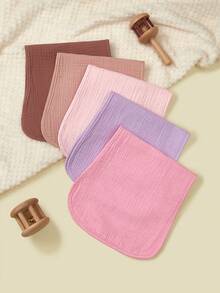 5pcs/Pack Soft Cotton Muslin Baby Bibs For Boys & Girls, Floral, Whale Design, Comfortable Multi-Use Burp Cloths - Multicolor - View 7
