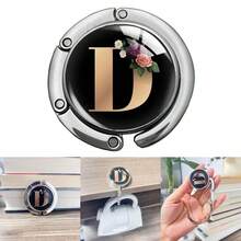 可折叠包包挂钩、钱包挂钩、手提包挂钩、桌面挂架、个性化字母A-Z、钱包夹、女士手提包挂钩、桌面挂架，更好地保护和展示您的包包 - 黑色字母 - 查看 9