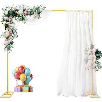 Kit de arco para Globos Cuadrados, 2x2M Arco para Globos Desmontable, Kit Aro Cuadrado Dorado para bodas, cumpleaños, fiestas, decoración de jardín, Navidad, Graduación