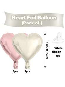 6/12 globos con forma de corazón de color rosa y blanco, globos de papel de aluminio con forma de corazón de color rosa claro y crema de 18 pulgadas para decoración de fiestas de cumpleaños, bodas, compromisos, aniversarios y San Valentín - Multicolor - Ver 8