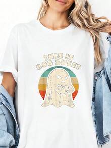 Vintage Short Sleeve T-Shirt With Small Round Neck - White 1 - View 2