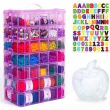 7 Layers Stackable Storage Container, 70 Adjustable Compartments (White) Perfect For Kids Toys, Art Crafts, Jewelry, Supplies, Mini & Letter Sticker Included - 紫色 - 查看 7