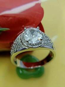 1枚男士时尚绅士奢华锆石戒指，适合婚礼、订婚、派对、礼品等场合。 - 銀色 - 查看 4